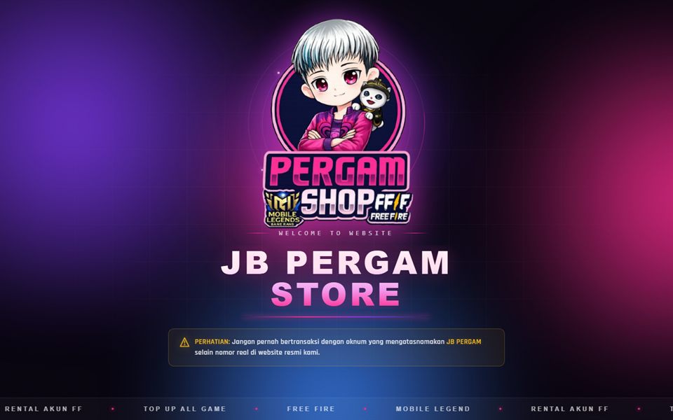 Tampilan website JB Pergam Store